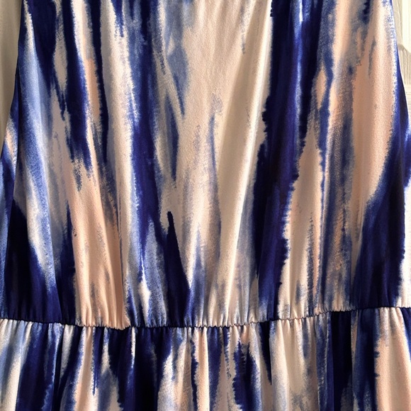 Soma Womens High Neck Maxi Dress Long & Lean Watercolor Blue White Size Large - Picture 7 of 8